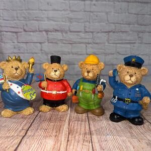 Set of Four Collectible Bear Figurines in Various Costumes